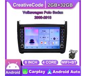 Radio Android para coche para Volkswagen Polo Sedan 2008-2018 con botón, reproductor Multimedia de vídeo estéreo 2din, WIFI, GPS, Carplay 2 + 32GB 2+32GB