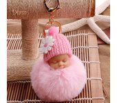 VANA Shop Lindo bebé durmiendo mullido pompón peluche muñeca colgante llavero llavero one size beige