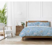 Parure de couette  Olia  100% Coton / 57 Fils/cm² - Olia Bleu - Parure de couette 200 x 200 cm + 2 Taies d'oreiller 63 x 63 cm
