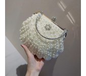 Bolso y bolso de boda para mujer, bolsos elegantes para fiesta de noche, bolsos de mano con concha blanca, bolso de mano para boda, bolso de mano con cuentas para mujer 22X18cm blanco