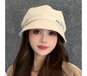 Sombrero de pescador para mujer, boina octogonal de Color sólido, gorro apilado, gorro de cubo, sombrero de playa plegable, visera de viaje, Otoño e Invierno 56-58cm beige