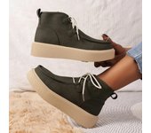 Zapatos casuales de talla grande para otoño e invierno para mujer, cómodos zapatos de plataforma con cordones y punta redonda, zapatillas altas para mujer 36 beige