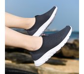 Zapatillas deportivas ligeras informales sin cordones de malla para hombre: transpirables, finas, tallas extragrandes (45-49) 48 blanco/negro
