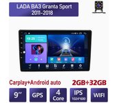 2 Din 9  Android para LADA Granta Sport 2011-2018 Radio de coche reproductor Multimedia navegación GPS Carplay Wifi estéreo para coche 2 + 32GB 1+16GB