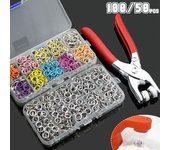 Juego de garras de botón, botones de costura de Metal, alicates de presión, alicates de plástico, cierres a presión con caja, 100/50 Uds. 1PC Pliers