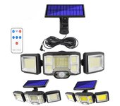 Nueva lámpara solar de pared con detección de movimiento humano, lámpara de jardín, impermeable, LED, iluminación giratoria, farola