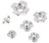 20 piezas M3 M4 M5 M6 M8 M10 Tuercas de cuatro garras galvanizadas para altavoz, insertos de tuerca en T con punta ciega M4X8
