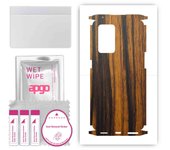 apgo Protective Skin Sticker for the back+sides compatible with Oppo Reno 6 Pro 5G, Full Wrap Film, Foil, Vinyl - Pattern Tigerwood