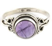 Bague artisanale argent 'Heaven' améthyste argenté - 10 mm 58
