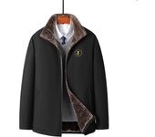 Abrigo de algodón grueso de terciopelo de gran tamaño, abrigo de invierno para hombres, abrigo de invierno para personas de mediana edad y mayores, chaqueta cálida con cuello alto, chaqueta acolchada de algodón para hombres M negro