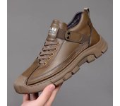 Botas altas de cuero estilo retro para hombre, hechas a mano - Tendencia otoño/invierno 2023 41 caqui