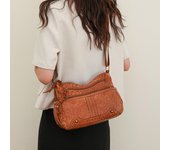 Bolso de mujer Bolso para mamá de mediana edad Bolso bandolera de un solo hombro Cuero suave azul