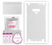 Adhesivo protector apgo para la parte trasera y laterales compatible con Samsung Galaxy Note 9, película envolvente, lámina, vinilo - Patrón de carbono transparente