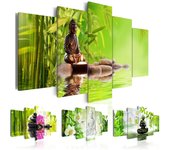 5 uds Buda Spa piedra bambú orquídea lienzo en módulos carteles pared arte impresión pinturas HD para sala de estar decoración del hogar sin marco 20x35cm*2  20x45cm*2  20x55cm*1