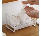 Soporte de esponja de hierro forjado, grifo de fregadero antideformado, estante de drenaje para cocina, herramientas de cocina blanco