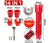 Llave para grifo de fregadero antideslizante 14 en 1, llave multifuncional de doble cabezal para baño, juegos de herramientas de reparación de baño