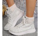 Botas de nieve de suela plana, puntiagudas y sencillas con cordones y tubo corto para mujer, invierno 2024 36 naranja