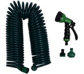 Manguera de agua para jardín en espiral de 15 m/49,2 pies, EVA, 7 modos, tubo telescópico de resorte para regar plantas