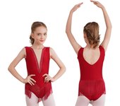 Leotardo de Ballet para niñas, traje de actuación de gimnasia, patinaje artístico, mono con borla de diamantes de imitación brillante 5-6 Years borgoña