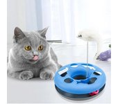 Tablero de juego redondo para gatos, juguete interactivo con resorte y ratón, plato giratorio de una sola capa, juguete de entrenamiento para mascotas verde
