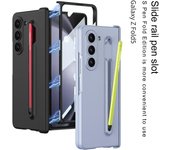 Funda mate con sensación de piel para Samsung Galaxy Z Fold 5, bisagra plegable magnética con ranura para bolígrafo colorida, cubierta de película templada a prueba de golpes for galaxy Z fold 5 negro