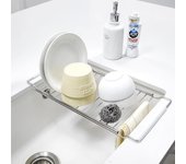 Estante telescópico de acero inoxidable para fregadero de cocina, escurridor de trapos, filtro, organizador de frutas y verduras para el hogar 65*20cm