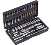 Caja de llaves CONNEX + enchufes 52 piezas