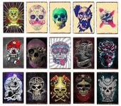 Cartel de metal con calaveras, pintura de hierro, letreros de hojalata retro, decoración de tiendas de tatuajes, placas de pared vintage para fiestas, 20 x 30 cm 20x30cm