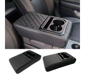 Cojín para reposabrazos de coche con 2 portavasos, almohadilla de reposabrazos de cuero PU, funda de almohada portátil para reposabrazos de coche, almohadilla de altura type A