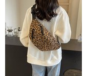 Bolso bandolera con estampado de leopardo, riñonera deportiva para mujer café