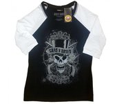 Guns N Roses - Camiseta de calavera descolorida para mujer/señora 4XL blanco/negro