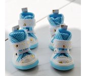 Zapatos para perros y gatos, transpirables, primavera y verano, bonitos zapatos de malla de suela suave, zapatos para perros pequeños 1 azul