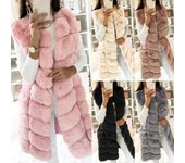 Chaleco de imitación para mujer, chaleco sin mangas, chaqueta calentadora para el cuerpo, abrigo, prendas de vestir L negro