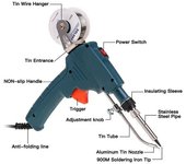 Soldador eléctrico de calefacción interna manual, herramienta de reparación de soldadura con estación de soldadura de estaño, envío automático US Plug negro