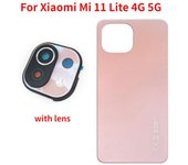 Nuevo cristal trasero para Xiaomi Mi 11 Lite 4G 5G Panel trasero de batería reemplazo de carcasa de puerta trasera con cámara Grey with lens