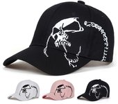 Cráneo Punk moda bordado gorra de béisbol algodón Snapback hueso sombrero Hip Hop gorra hombres mujeres papá sombrero negro