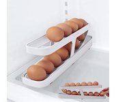 Estante de almacenamiento rodante para huevos, soporte de almacenamiento para huevos, dispensador de huevos enrollable, caja para el frigorífico, novedad de 2023 blanco