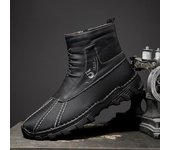 Nuevas botas de tobillo de moda para hombre, hechas a mano, zapatos casuales de caña alta, botas clásicas para caminar para hombre, botas de motocross cómodas y versátiles. 39 negro