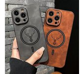 Funda de lujo con carga inalámbrica Magsafe Deer Cortex para iPhone 15, 14, 13, 12, 11 Pro Max, X, XS, XR Max, con parachoques magnético For iPhone X negro