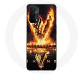 Coque pour Oppo A74 Vikings Série Saison 6 logo V Epée de Feu Fond Noir