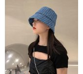 Sombrero de pescador cepillado de mezclilla para mujer, sombrero de pescador de tendencia de estilo coreano Popular, elegante e informal, gorra con protección solar para calle, verano 56-58cm azul