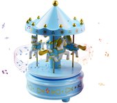 Caja de música con diseño de carrusel, Juguete Musical giratorio para bebé con 4 caballos, regalos de Navidad, regalos de cumpleaños para niñas color rosa