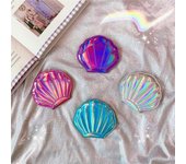 Espejo de maquillaje con forma de concha de color láser Dream, espejo de aumento portátil de doble cara, plegable, de bolsillo, accesorios de maquillaje kawaii
