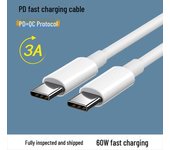 Cable de carga rápida tipo C PD de doble cabezal de 60 W para teléfonos Xiaomi y Huawei 1M