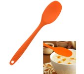Cuchara de sopa de silicona de mango largo antiadherente para niños, cuchara para servir alimentos (naranja) Cuchara de silicona para niños naranja
