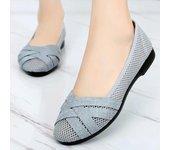 Zapatos planos de tela cómodos a la moda para mujer, zapatos mocasines para mujer 35 gris claro