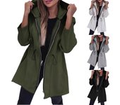 Chaqueta con cremallera y capucha para mujer, moderna e informal, para otoño e invierno L gris