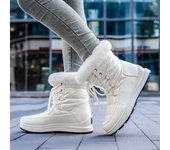 Botas de nieve cálidas para mujer, botines impermeables con cordones, de felpa gruesa, con plataforma cálida, para invierno, 2023 36 negro