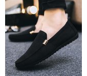 Zapatos de primavera y verano para hombre, zapatos de lona informales para hombre, mocasines, zapatos planos de moda, zapatos sin cordones para hombre, zapatos para caminar 39 negro