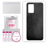 apgo Protective Skin Sticker for the back compatible with Realme 8 5G RMX3241, Wrap Film, Foil, Vinyl - Pattern Black Leather